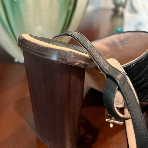 AD & Daughters Block Wooden Heel Haddix Square Toe Dress Sandals Black 9.5 NEW - Picture 4 of 11